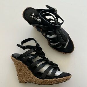 Strappy sandals with wedge heels